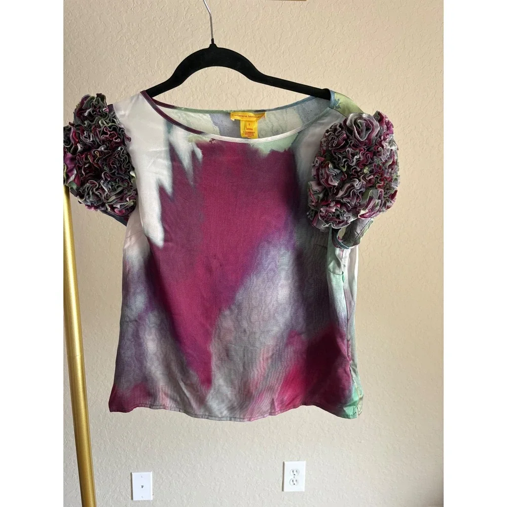 Catherine Malandrino Silk Abstract Watercolor Avant Garde Size 8P